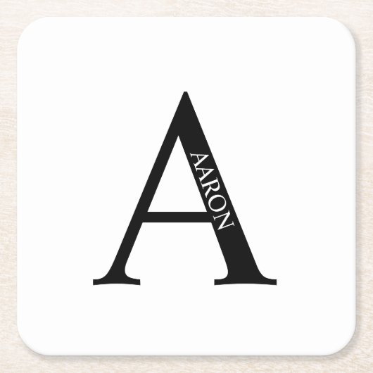 Persoonlijk monogram en naam kartonnen onderzetters (Voorkant)