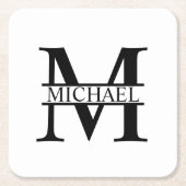 Persoonlijk monogram en naam kartonnen onderzetters (Voorkant)