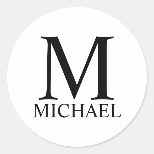 Persoonlijk Monogram en Naam Klassieke Ronde Stok Ronde Sticker (Voorkant)