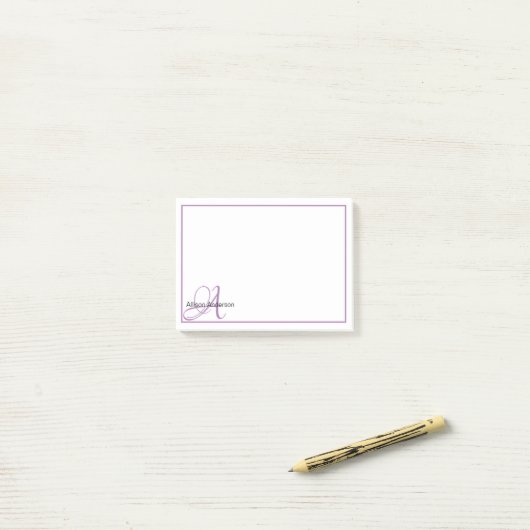 Persoonlijk monogram en naam post-it® notes (Op bureau)