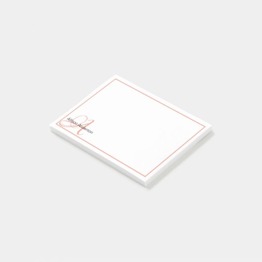 Persoonlijk monogram en naam post-it® notes (Schuin)