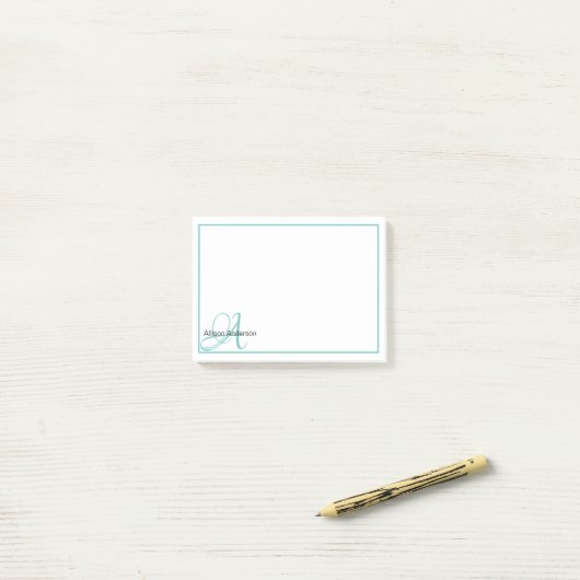 Persoonlijk monogram en naam post-it® notes (Op bureau)