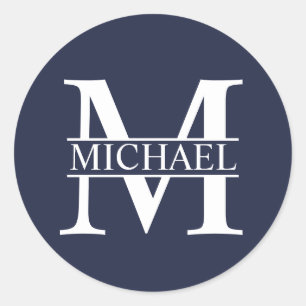 Persoonlijk monogram en naam ronde sticker