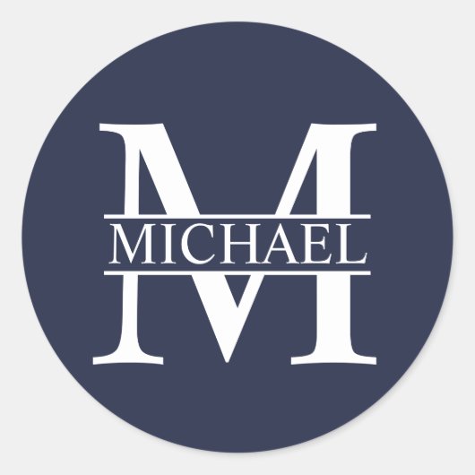 Persoonlijk monogram en naam ronde sticker (Voorkant)