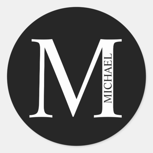 Persoonlijk monogram en naam ronde sticker (Voorkant)