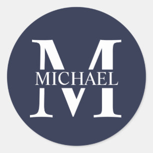 Persoonlijk Monogram en Naam Ronde Sticker