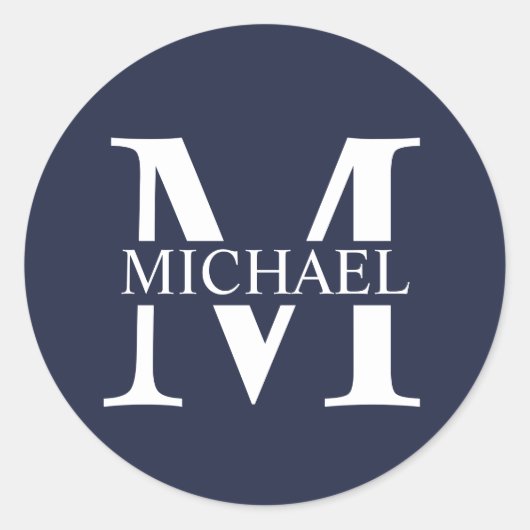 Persoonlijk monogram en naam ronde sticker (Voorkant)