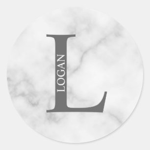 Persoonlijk Monogram en Naam Ronde Sticker