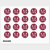 Persoonlijk Monogram en Naam Ronde Sticker (Vel)