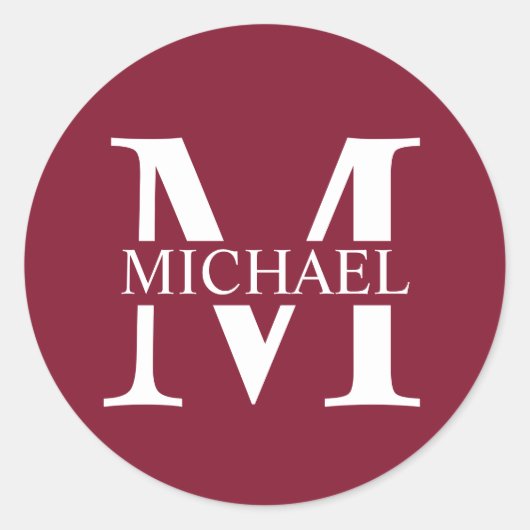Persoonlijk Monogram en Naam Ronde Sticker (Voorkant)