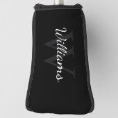 Persoonlijk monogram en naam zwart golfheadcover (Draai 90)