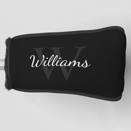 Persoonlijk monogram en naam zwart golfheadcover (Voorkant)