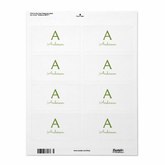 Persoonlijk monogram etiket (Full Sheet)