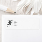 Persoonlijk Monogram F Retouradreslabel Etiket (Insitu)