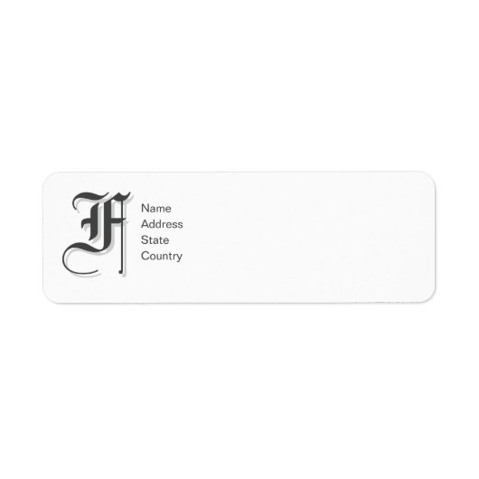 Persoonlijk Monogram F Retouradreslabel Etiket (Voorkant)