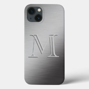 Persoonlijk Monogram geborsteld Metaal Kijken iPhone 13 Hoesje