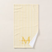 Persoonlijk Monogram Geel & Witte Strepen Bad Handdoek (Handdoek)