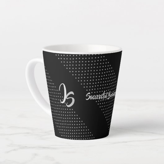 Persoonlijk monogram Geometric Trendy Black Patter Latte Mok (Linkerhoek)