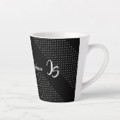 Persoonlijk monogram Geometric Trendy Black Patter Latte Mok (Rechts)