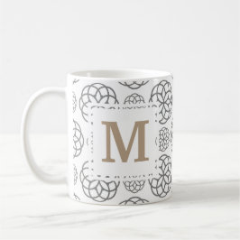 Persoonlijk monogram geometrisch patroon grijs gou koffiemok