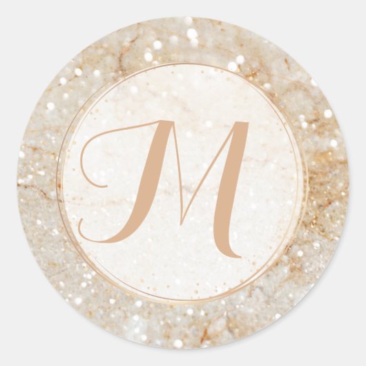 Persoonlijk Monogram Glans Ronde Sticker (Voorkant)