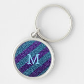 Persoonlijk monogram glitters paars & blauw sleutelhanger (Voorkant)