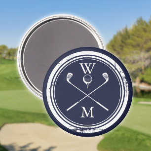 Persoonlijk Monogram Golf Koningsblauw Magneet