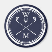 Persoonlijk Monogram Golf Koningsblauw Magneet (Voorkant)