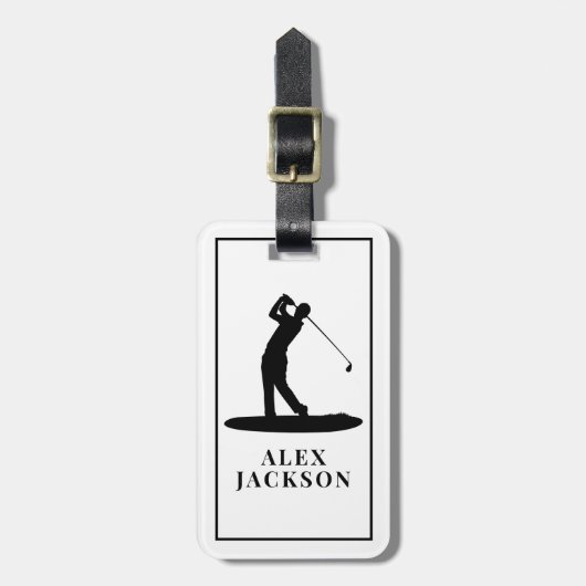 Persoonlijk monogram golfer voeg uw logo toe bagagelabel (Voorkant verticaal)