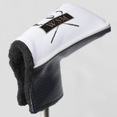 Persoonlijk monogram goud en zwart stijlvol golfheadcover (3/4 voorkant)