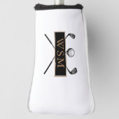 Persoonlijk monogram goud en zwart stijlvol golfheadcover (Draai 90)