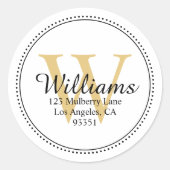 Persoonlijk Monogram Goud Retouradres Ronde Sticker (Voorkant)