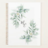 Persoonlijk monogram groen blad planner (Voorkant)
