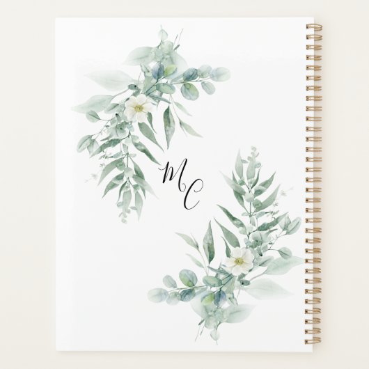 Persoonlijk monogram groen blad planner (Achterkant)