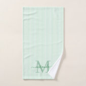 Persoonlijk Monogram Groene en Witte Strepen Bad Handdoek (Handdoek)