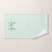 Persoonlijk Monogram Groene en Witte Strepen Bad Handdoek (Handdoek)