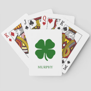 Persoonlijk monogram groene klaver pokerkaarten