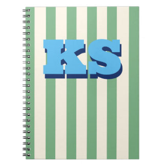 Persoonlijk monogram groene streep Aangepaste init Notitieboek