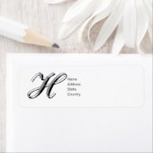 Persoonlijk Monogram H Schrift Retouradreslabel Etiket (Insitu)