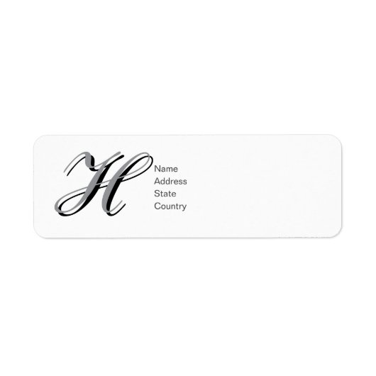 Persoonlijk Monogram H Schrift Retouradreslabel Etiket (Voorkant)