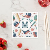 Persoonlijk Monogram Honkbal Thema Patroon Servet (Insitu)