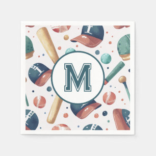 Persoonlijk Monogram Honkbal Thema Patroon Servet