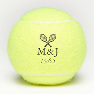 Persoonlijk Monogram Huwelijk Jubileum Datum Tennisballen