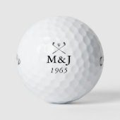 Persoonlijk monogram huwelijksjubileumdatum golfballen (Voorkant)