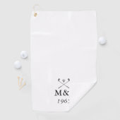 Persoonlijk monogram huwelijksjubileumdatum golfhanddoek (Insitu)