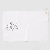 Persoonlijk monogram huwelijksjubileumdatum golfhanddoek (Horizontaal)