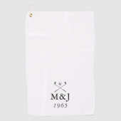 Persoonlijk monogram huwelijksjubileumdatum golfhanddoek (Voorkant)