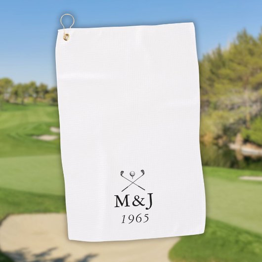 Persoonlijk monogram huwelijksjubileumdatum golfhanddoek