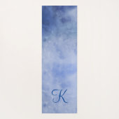 Persoonlijk monogram in blauwe en witte waterverf yogamat (Achterkant)