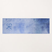 Persoonlijk monogram in blauwe en witte waterverf yogamat (Voorkant (horizontaal))